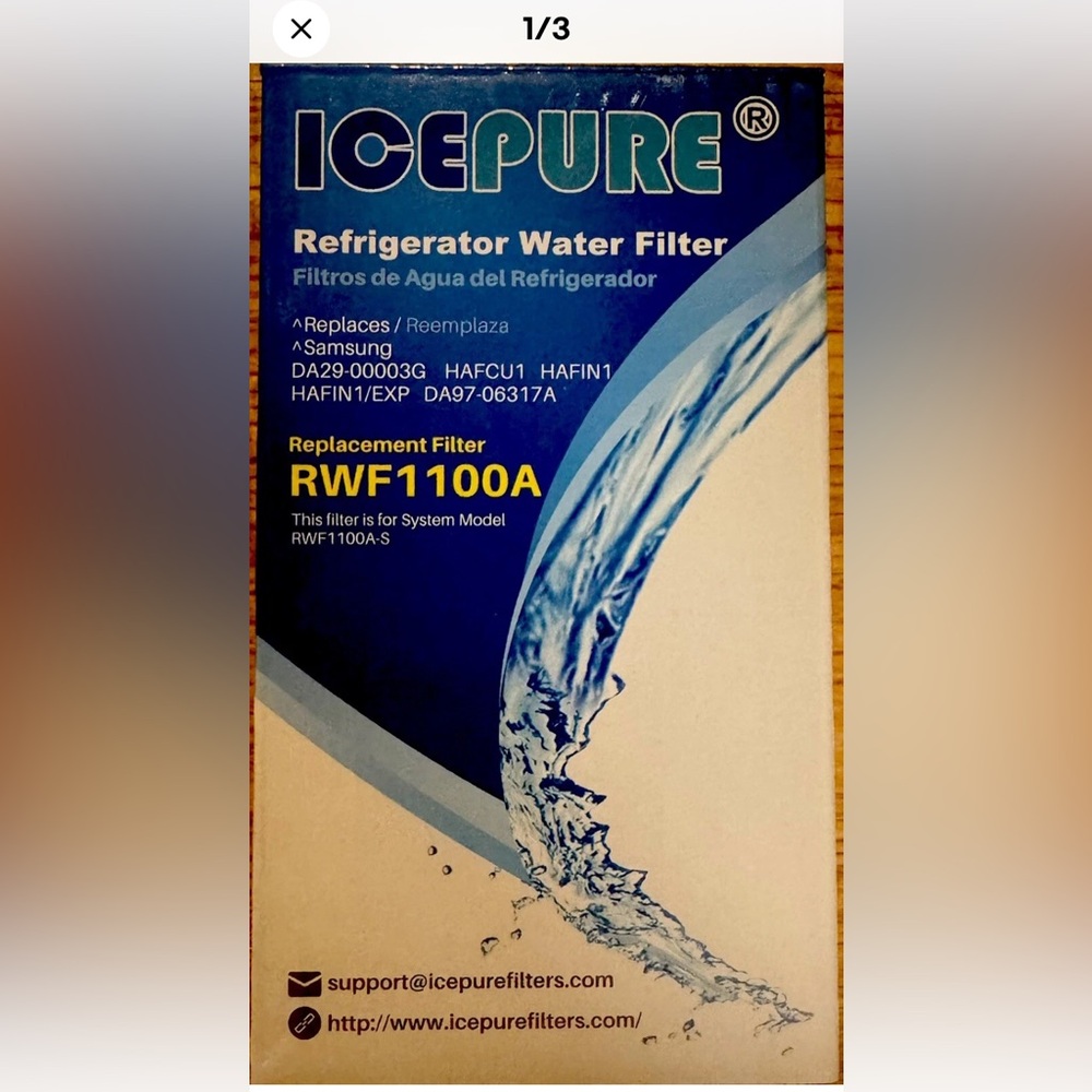 Ice Pure Refrigerator Water Filter Replacement Filter RWF1100A New